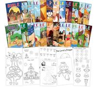 gisgfim Lot de 24 mini livres d'activités chrétiennes - Livres de coloriage pour enfants - Verset de la Bible religieux - Cadeaux de fête religieuse en vrac - Pour les vacances, l'école, les travaux