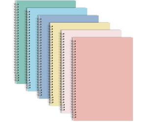 gisgfim Lot de 6 carnets à spirales de 26,7 x 19,1 cm à reliure lignée avec couverture kraft - Carnet à spirales B5 - Esthétique pour le bureau et les études - Couleur pastel