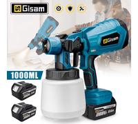 Gismis 1000ML pistolet de pulvérisation électrique maison pulvérisateur de peinture sans fil HVLP Auto meubles revêtement en acier aérographe pour Makita 18V batterie Pi 2 Big Battery Blue