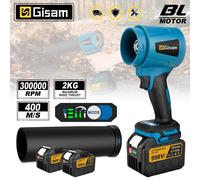 Gismis 400 M/S 3000 W ventilateur Turbo sans brosse haute puissance souffleurs d'air électriques ventilateur à Jet outil de poussière de feuilles de neige pour broche de batterie Makita 2 Battery Set