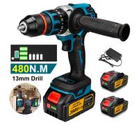 Gismis 480 NM perceuse à percussion électrique tournevis marteau rotatif perceuse sans brosse 3in1 outil électrique manipulé pour Makita broches de batterie 18V 0pcs Battery Set