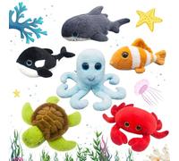Gisqis 6pcs Animaux Marins Peluche Mini Animaux Jouet Kawaii Petite Peluche Poisson Mignonne Mignons Jouets De CréAtures De Mer Doux ColoréS pour Enfants Anniversaire FêTe à ThèMe Baby Shower