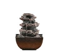 Gisruao Fontaine de Table d’intérieur, Fontaine Cascade décorative, en Pierre, Motif Montagne, avec éclairage LED, avec Pompe à Eau, Style Zen, pour Bureau