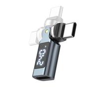 Gissroys Adaptateur USB C haute performance, alimentation 240 W, charge rapide avec affichage en temps réel et rotation flexible, pour bureau, voyage, adaptateur USB C rotatif en aluminium