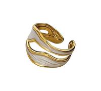 Gissroys Bagues en alliage tendance avec plis et designs creux grâce à l'huile goutte blanche parfaite pour une utilisation quotidienne ou bague réglable, comme décrit