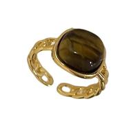 Gissroys Bagues en pierre de couleur ambre réglable Pierres précieuses naturelles Ouverture des bagues Accessoires élégants pour les amateurs de mode Bijoux naturels nobles, comme décrit