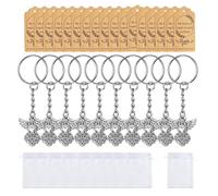 Gissroys Baptême Fête Favoritaire Ange Keychains Souvenir Religieux pour les communautés Mariages et fêtes prénatales Comprend des sacs en organza Porte-clés de baptême de mariage