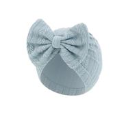 Gissroys Bonnet turban pour bébés et tout-petits en bas âge - Couleur unie - Bonnet souple - Réglable - Bande élastique, Bleu et gris, taille unique