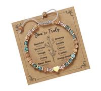 Gissroys Bracelet réglable en pierre naturelle avec accent unique en forme de cœur, accessoire de poignet fait à la main pour les sorties décontractées, One Size, Comme décrit