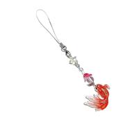 Gissroys Breloque Poisson Résine Incassable Poisson Or Chaine de Téléphone Antichoc Attache Décorative pour Appareils Mobiles et Porte-clés Pendentif Téléphone Acrylique Léger, Rouge, One Size