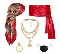 Gissroys Capitaine pirate tenues pirate bandana ailes collier boucles d'oreilles patchs yeux femmes capitaine accessoires de costume tenues