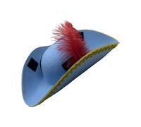 Gissroys Casquettes de pirate à plumes avec dentelle dorée pour enfants Costume d'Halloween Faire des jeux et des aventures de chasse au trésor Un chapeau de pirate réglable