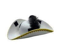 Gissroys Casquettes de pirate à plumes avec dentelle dorée pour enfants Costume d'Halloween Faire des jeux et des aventures de chasse au trésor Un chapeau de pirate réglable