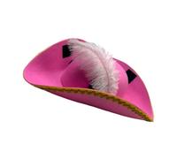 Gissroys Casquettes de pirate à plumes avec dentelle dorée pour enfants Costume d'Halloween Faire des jeux et des aventures de chasse au trésor Un chapeau de pirate réglable