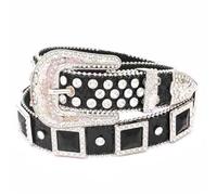 Gissroys Ceinture punk PU avec boucle ardillon diamant ceinture PU pour les fans de jupe résistant à l'usure longueur réglable ceinture pour femme large pour décoration de boîte de nuit tendance, Noir