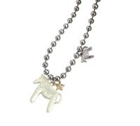 Gissroys Collier à breloques tendance en acier inoxydable hypoallergénique - 3 couleurs - 44 cm de long - Accessoire quotidien, taille unique, Comme décrit, Comme décrit.