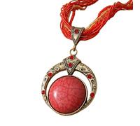 Gissroys Collier à pendentif rond à breloques, chaîne de clavicule avec perles colorées pour femmes, bijoux à la mode, Festival, bijoux à la mode