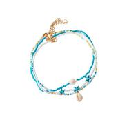 Gissroys Collier de plage multicouche en coquillage naturel étoiles de mer tortues perles chaîne réglable bijoux pour elle collier multicouche tortues coquillages, taille unique, Comme décrit, Comme