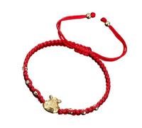 Gissroys Cordon rouge fait à la main avec pendentif nœud porte-bonheur et clochettes pour bénédictions du Nouvel An et cordon à porter au quotidien avec breloque, taille unique, Comme décrit