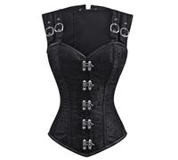 Gissroys Corset gothique élégant sans manches Shapewear Double sangle Entraîneur de taille pour les fêtes et les festivals Corset haute résistance, Noir , XL