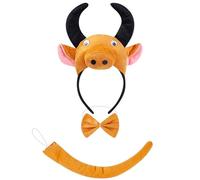Gissroys Costume de souris, cochons, vache, singe, mouton, tyger, chien, avec oreilles, bandeau, nœuds de queue pour enfant, Halloween, Noël, cosplay, accessoires de cosplay