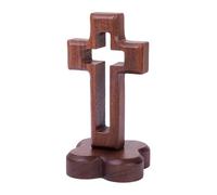 Gissroys Croix debout en noyer avec base magnétique - Décoration religieuse - Catholique Hollowout Crucifix