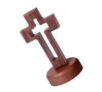 Gissroys Croix debout en noyer avec base magnétique - Décoration religieuse - Catholique Hollowout Crucifix