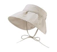 Gissroys Élégant Carreaux Sport Couleur Ombre Couverture Femmes Bande Réglable Protection Soleil Chapeau pour Randonnée Haut Open pour Femmes, kaki, taille unique