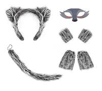 Gissroys Élégant ensemble oreilles et queue de loup pour enfants, costume d'animal amusant pour Halloween et fournitures de fête, fournitures de décoration de fête