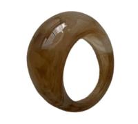 Gissroys Élégante bague large en résine avec bords arrondis, hypoallergénique, faite à la main, empilable, style vintage, résine rouge, taille unique, comme décrit, Comme décrit