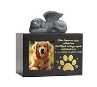 Gissroys Élégante boîte commémorative Urne pour animaux de compagnie pour chiens et chats Mémorial avec figurines d'anges et pattes pour donner et souvenirs d'animaux de compagnie Urne pour chien