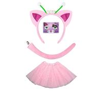 Gissroys Ensemble d'accessoires de costume de chat - Oreilles de chat - Bandeaux queue de nœud papillon - Tutus - Autocollants pour le visage - Kits d'accessoires - Costume de cosplay pour enfants