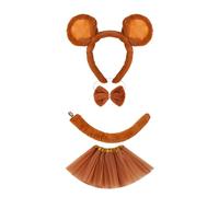 Gissroys Ensemble d'accessoires de costume pour enfants - Oreilles, bandeau, queue, tutu animal - Kit de déguisement pour Halloween, fête costumée