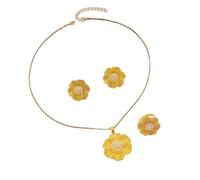 Gissroys Ensemble de bijoux élégants en alliage sur le thème des fleurs - Ensemble de bijoux en perles géométriques - Convient pour les femmes - Cadeau tendance pour femme