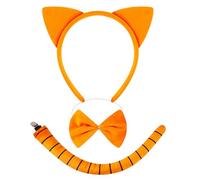 Gissroys Ensemble de costumes de chat - Oreilles de chat - Bandeaux - Queue - Bowtie - Tutu - Masque - Costume de cosplay pour Halloween et Noël