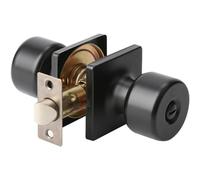 Gissroys Ensemble de poignées de porte élégantes en alliage de zinc rouillé noir mat avec serrure et clé pour chambre et salle de bain Boutons de porte d'installation simples