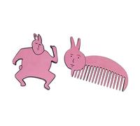 Gissroys Ensemble miroir et peigne mignon porte-clés lapin rose matériau acrylique cadeau idéal pour les personnes soucieuses de la mode Porte-clés peigne élégant