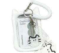 Gissroys Étui de protection pour cartes d'oreilles pour chat - Belle protection pour carte de bus - Porte-clés - Joli porte-cartes photo - Étui d'oreille pour chat - Bus transparent - Photocard, Blanc