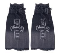 Gissroys Femmes Japonaises Sangles à Boucle Distressed Crosses Star Jeans Jambières Punk Couverture Évasée Baggy Chaussettes Personnalité Manches, Cross Black, taille unique