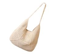 Gissroys Femmes Sac à Pailles Sac de Plage Mode Épaule Creux Vacances Grande Capacité Avant-bras Baiser Sac à Main Convient pour Femmes Mode Aisselles Paille de Plage Épaule, beige