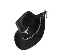 Gissroys Folkhat Unisexe PU Chapeau Premium Cuir Motif Ethnique et Sangle Réglable pour les fêtes costumées quotidiennes et les célébrations Style ethnique à la mode Cowgirls