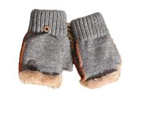 Gissroys Gants sans doigts en acrylique doux Doublure polaire Moufles en tricot extensible pour une utilisation quotidienne par temps froid Pour écrire à l'intérieur Gants d'hiver en acrylique, Gris