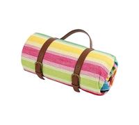 Gissroys Grande couverture de pique-nique de 150 x 200 cm avec couche en éponge de 4 mm et sangle de reliure en cuir, convient pour l'extérieur couverture de pique-nique en éponge épaisse