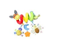 Gissroys Jouet en spirale pour lit d'enfant - Avec hochet animal - Texture animale - Anneau de dentition pour stimulation auditive visuelle - Décoration de chambre d'enfant - Lit de bébé - Jouet