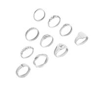 Gissroys Lot de 10 bagues de manchette géométriques pour femme - Mode zircon - Métal - Réglable - Bijoux élégants - Cadeaux d'anniversaire - Or/argent, comme décrit