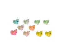 Gissroys Lot de 10 petites souris en résine multicolores qui brillent dans la collection sombre pour maisons de poupée et petits jardins statues de couleurs vives
