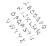 Gissroys Lot de 26 petites lettres en alliage avec façades lisses pour bijoux faits à la main - Composants de bijoux originaux, taille unique, comme décrit