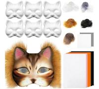 Gissroys Lot de 29/42 masques de chats d'animaux non peints avec bordure en fourrure pour les yeux - Pour mascarade, Halloween, cosplay, loisirs créatifs