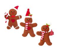 Gissroys Lot de 3 ornements décoratifs en forme de bonhomme en pain d'épices pour les vacances, en tissu élégant, décoration à suspendre pour Noël et festivals, décorations de bonhomme en pain