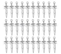 Gissroys Lot de 30 petits pendentifs épées, pendentifs d'arme, accessoires de bricolage faits à la main pour la fabrication de bijoux et projets faits à la main, pendentifs d'armes argentés